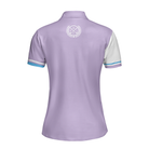 Bluebonnet With Purple Stripe Golf Short Sleeve Women Polo Shirt, White And Purple Texas Golf Shirt For Ladies