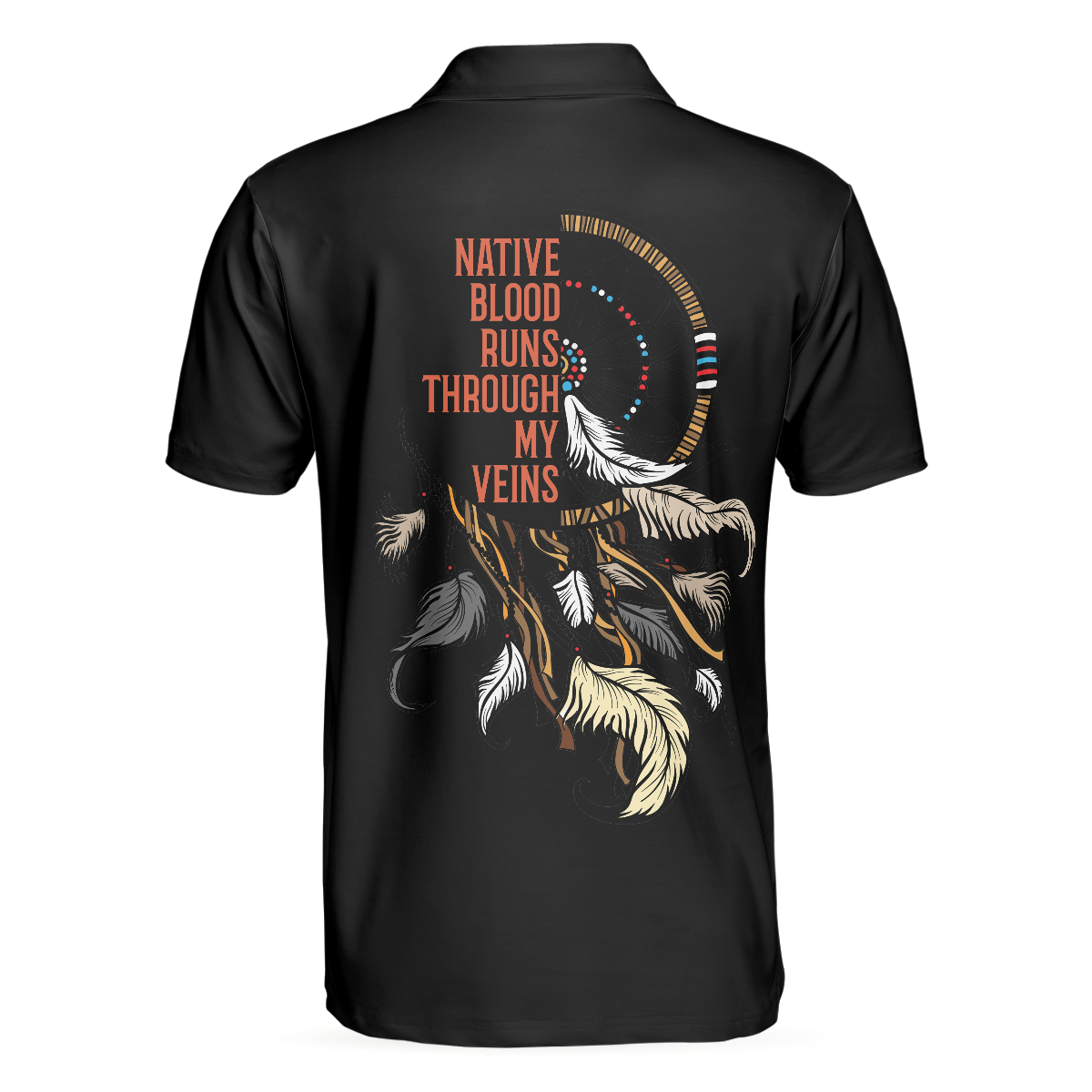 Native Blood Runs Through My Vein Men Polo Shirt, Cherokee Pattern Shirt For Male, Gift For American Lovers