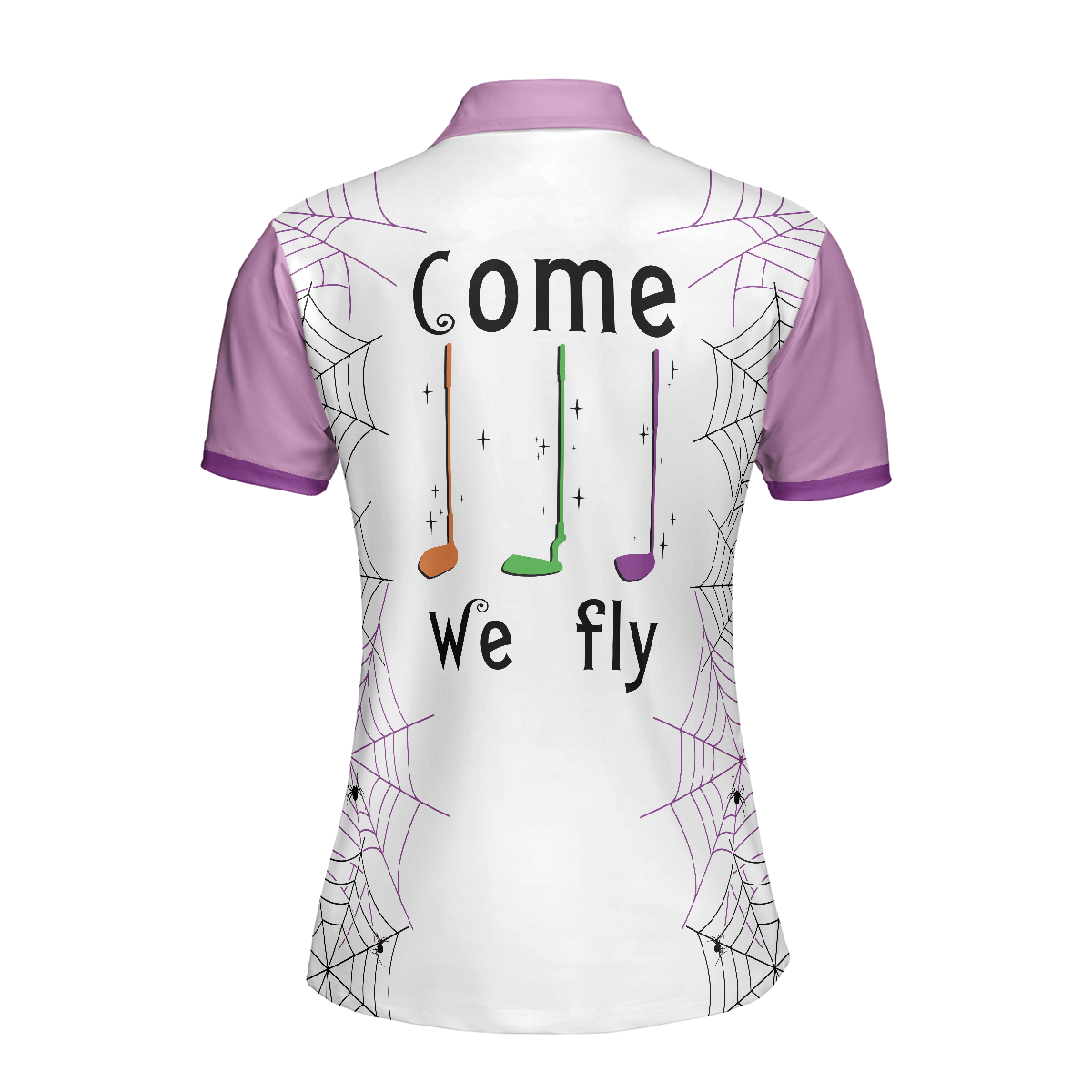 Come We Fly Golf Short Sleeve Women Polo Shirt, Witch Halloween Golf Shirt For Ladies