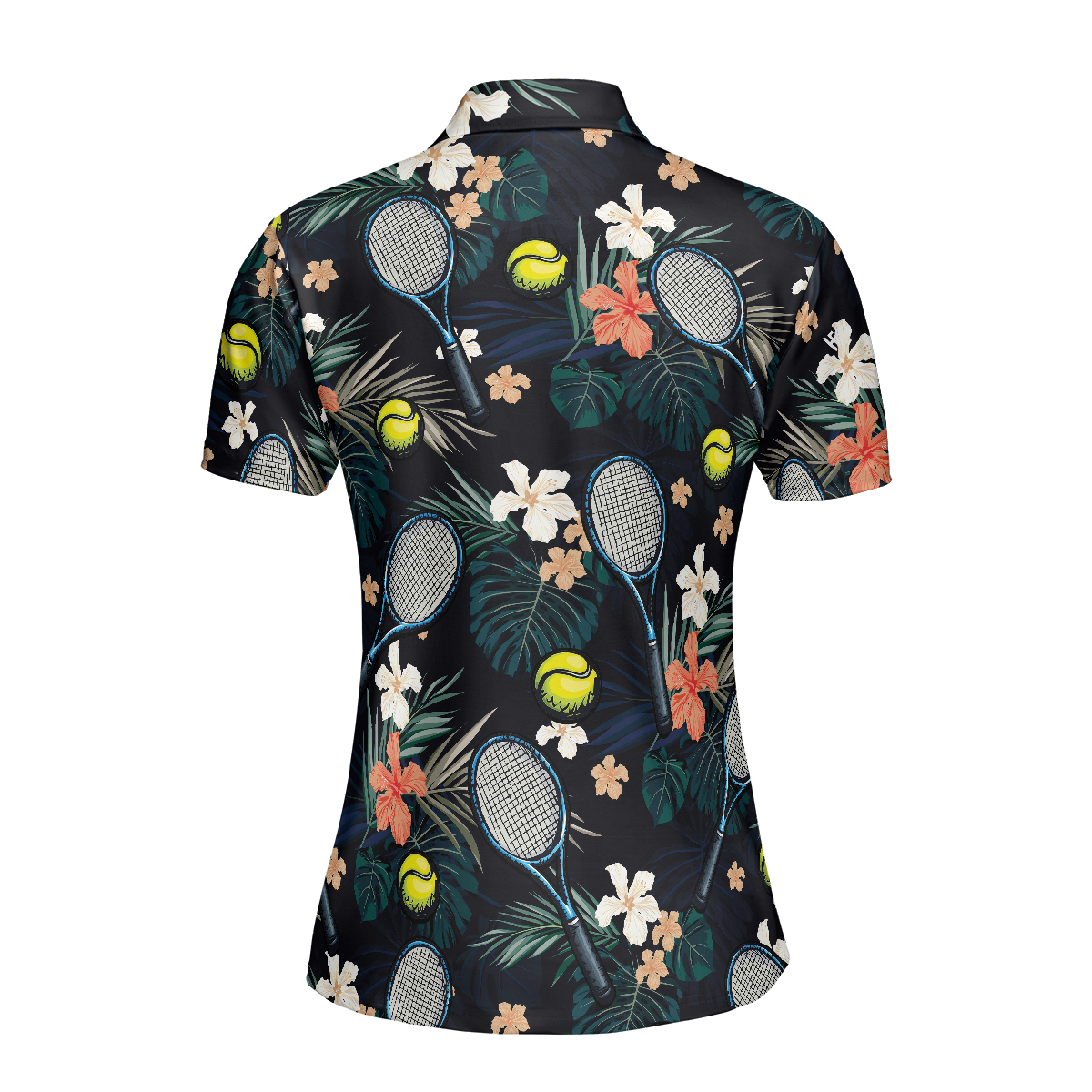 Tropical Floral Tennis Shirt For Women Short Sleeve Women Polo Shirt
