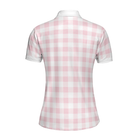 Sexy Golf Girl With A Golf Club Golf Short Sleeve Women Polo Shirt, White And Pink Golf Shirt For Ladies