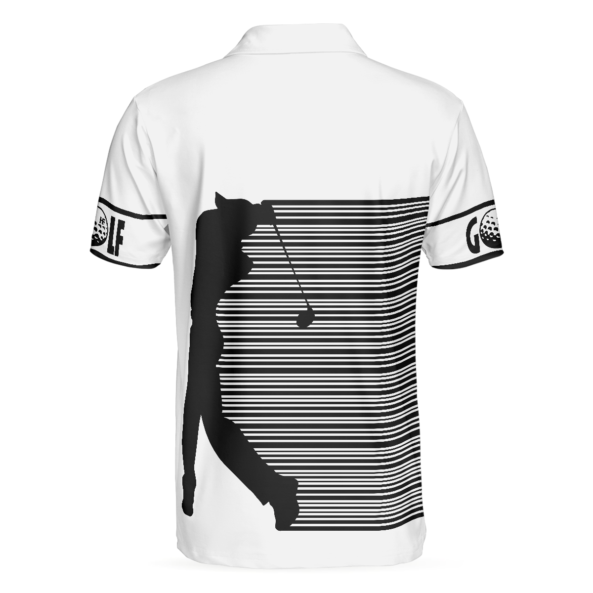 Black and White Stripes Barcode Golfing Polo Shirt, Golfer Hard Swing Polo Shirt, Best Golf Shirt For Men - Hyperfavor