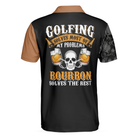 Golf Bourbon Polo Shirt, Funny Drinking Golf Shirt With Sayings, Skull Plaid Pattern Golf Shirt For Male