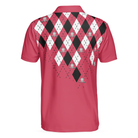 Golf Shirt With Argyle Pattern Polo Shirt, Red Plaid Pattern Golf Shirt For Golf Enthusiasts, Vibrant Golf Shirt - Hyperfavor