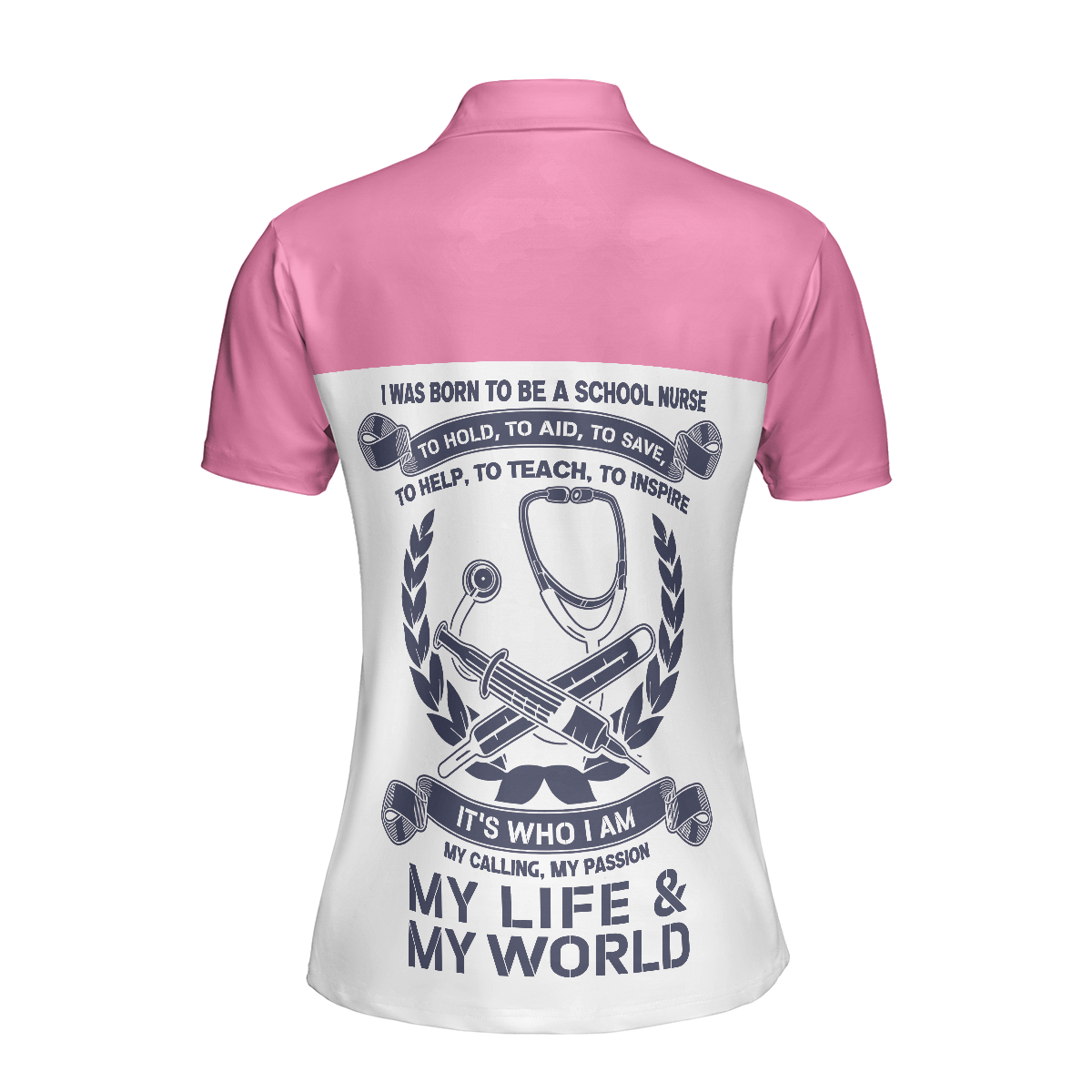 I Was Born To Be A School Nurse Short Sleeve Women Polo Shirt, Argyle Pattern Shirt For Nurses, Nurse Vibes Shirt