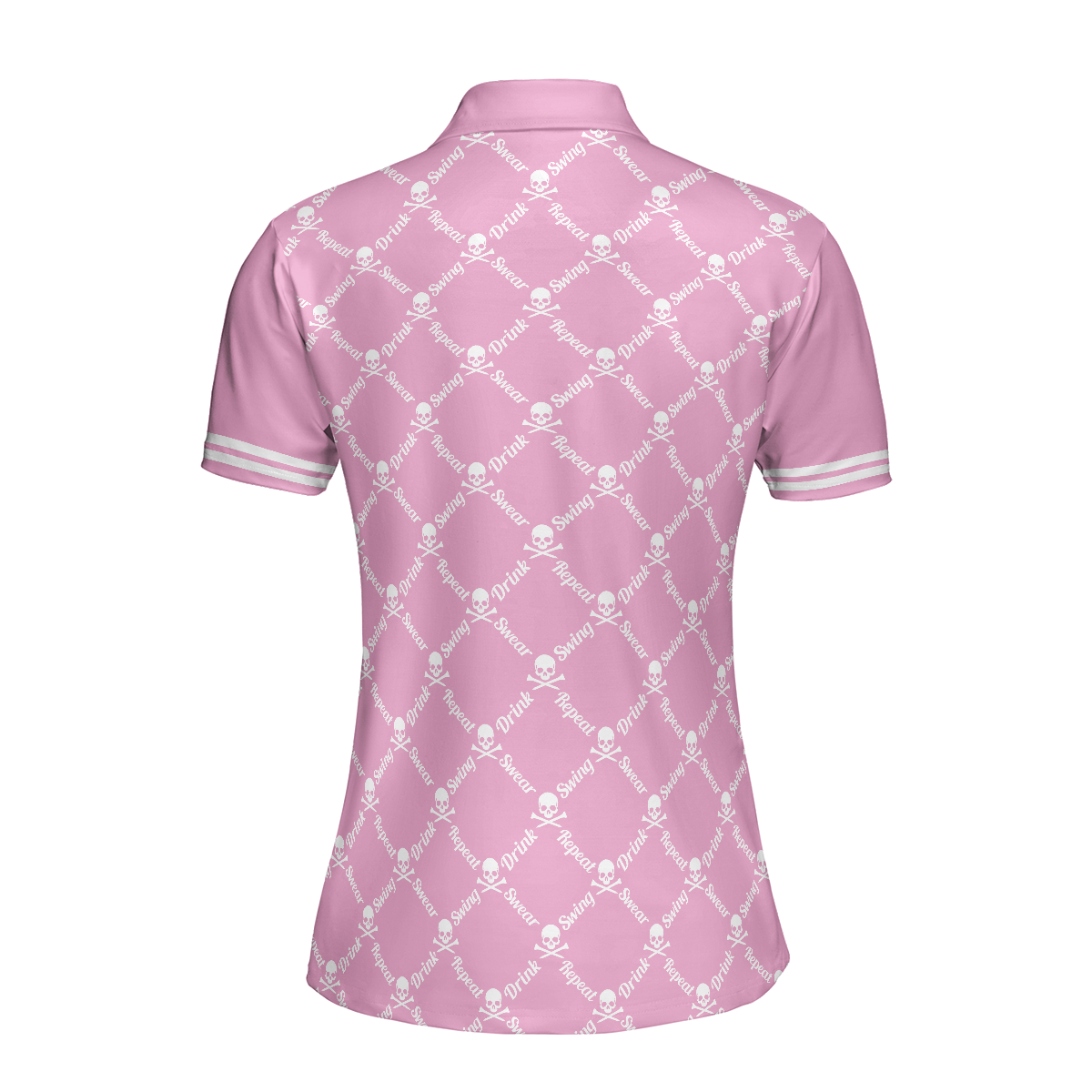 Swing Swear Drink Repeat Pink Golf Short Sleeve Women Polo Shirt, Pink Golfing Shirt For Female Players