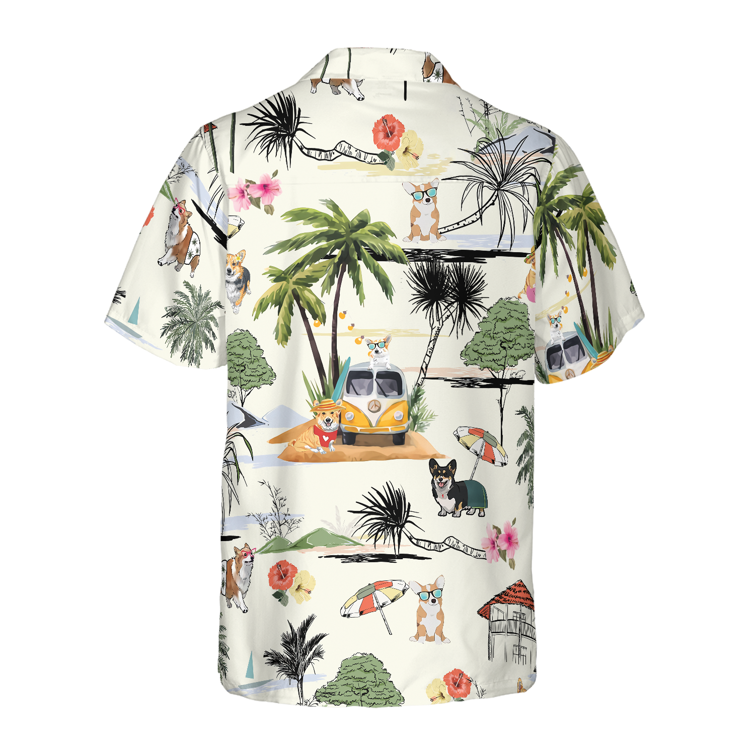 Corgi Hawaii Beach Hawaiian Shirt