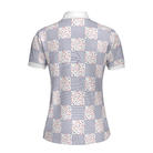 Little Flowers Blue Pink Plaid Short Sleeve Women Polo Shirt