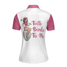Talk Birdie To Me Short Sleeve Women Polo Shirt, Best Pink Argyle And Leopard Pattern For Golf Ladies