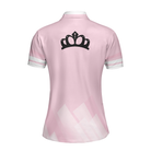 Queen Of The Court Pink Short Sleeve Women Polo Shirt, Cool Tennis Shirt For Ladies