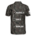 Hand Instruction For Girl And Bowling American Flag Polo Shirt, Funny Hand Signs Camouflaged Bowling Polo Shirt For Men