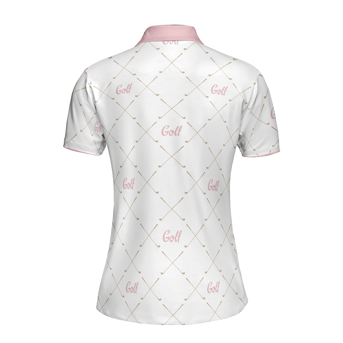 Golf In Pink With Simple Golf Clubs Pattern Short Sleeve Women Polo Shirt, Classic Golf Shirt For Ladies