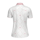 Golf In Pink With Simple Golf Clubs Pattern Short Sleeve Women Polo Shirt, Classic Golf Shirt For Ladies