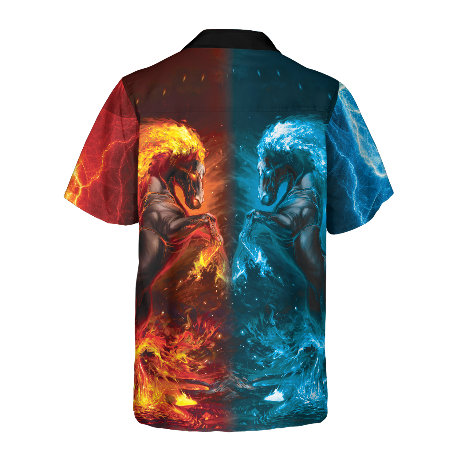 Water And Fire Horse Shirt For Men Hawaiian Shirt
