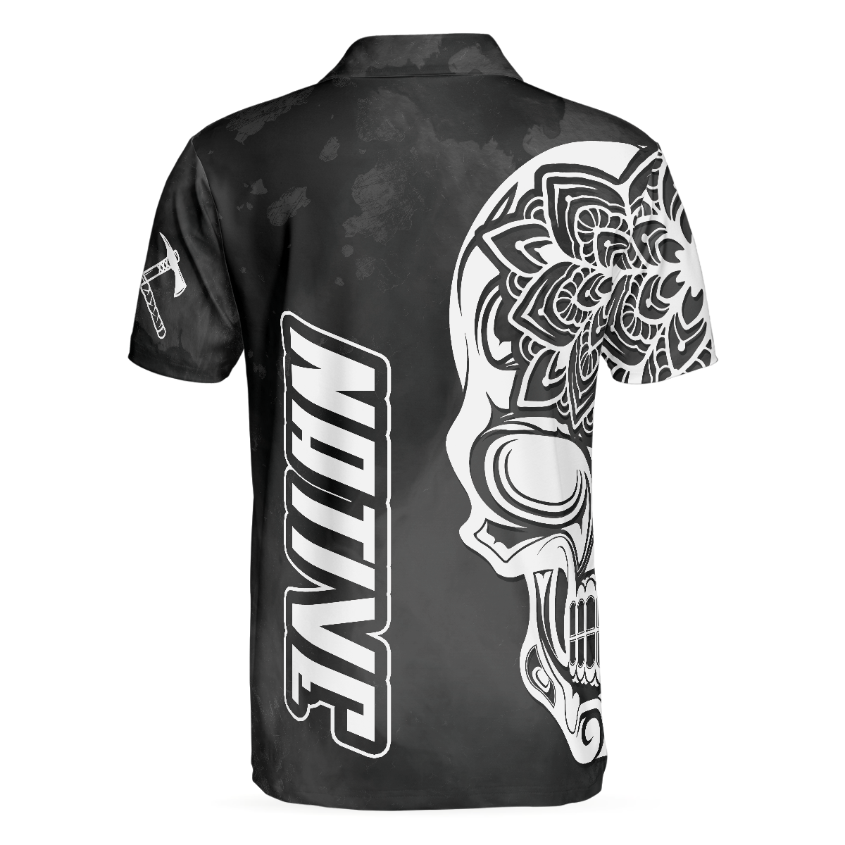 Aged And Worn Haida Native Skull Native American Polo Shirt, Mandala Skull Native American Shirt For Men