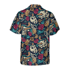 Skulls With Blue Snakes And Red Roses Hawaiian Shirt
