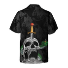 Skull & Snake Gothic Hawaiian Shirt, Dark Sword Melted Black Skull Hawaiian Shirt