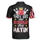 They See Me Bowlin' They Hatin' Polo Shirt, Bowling Plaid Pattern Shirt, Funny Polo Shirt With Sayings