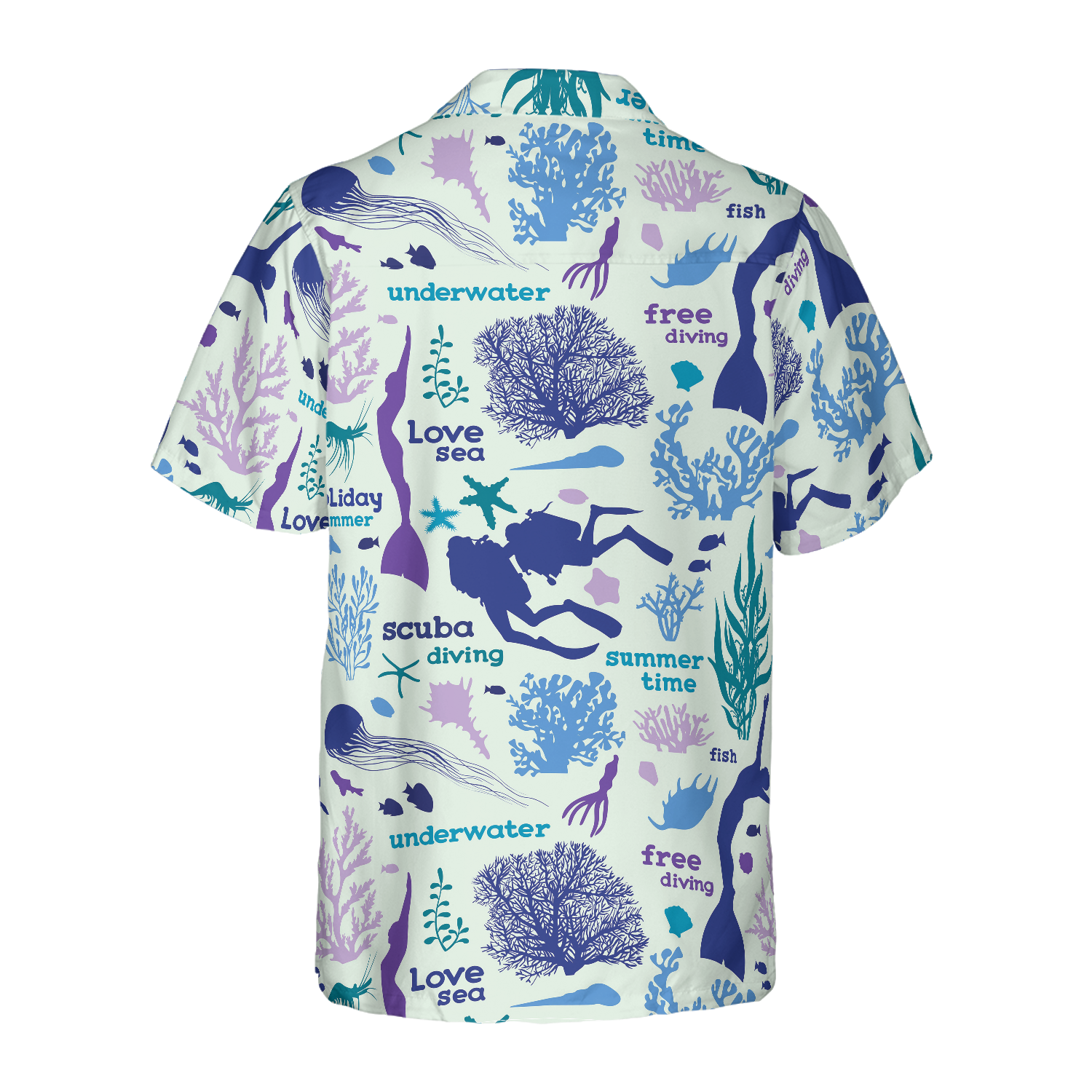 Scuba Diver And Sea Pattern V1 Hawaiian Shirt