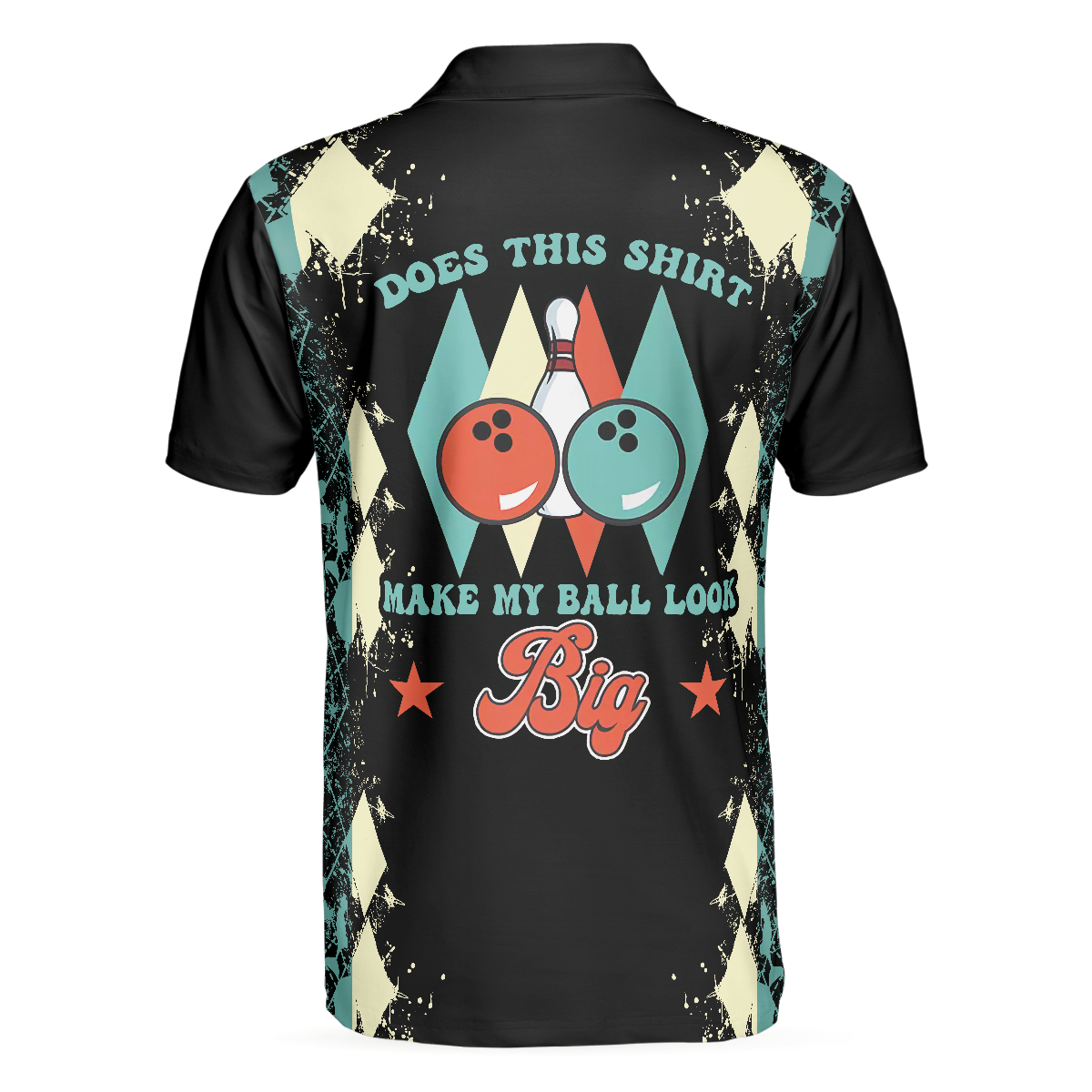 Does This Shirt Make My Ball Look Big Bowling Polo Shirt, Unique Argyle Pattern Bowling Shirt For Bowling Lovers