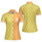 Golf Is Fore Girls Short Sleeve Women Polo Shirt, Yellow Argyle Pattern Golf Polo Shirt, Cool Golf Gift For Women