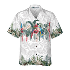 Vintage Botanical Lotus And Macaw Parrot Hawaiian Shirt