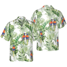 Beautiful Watercolor Parrots In Green Hawaiian Shirt