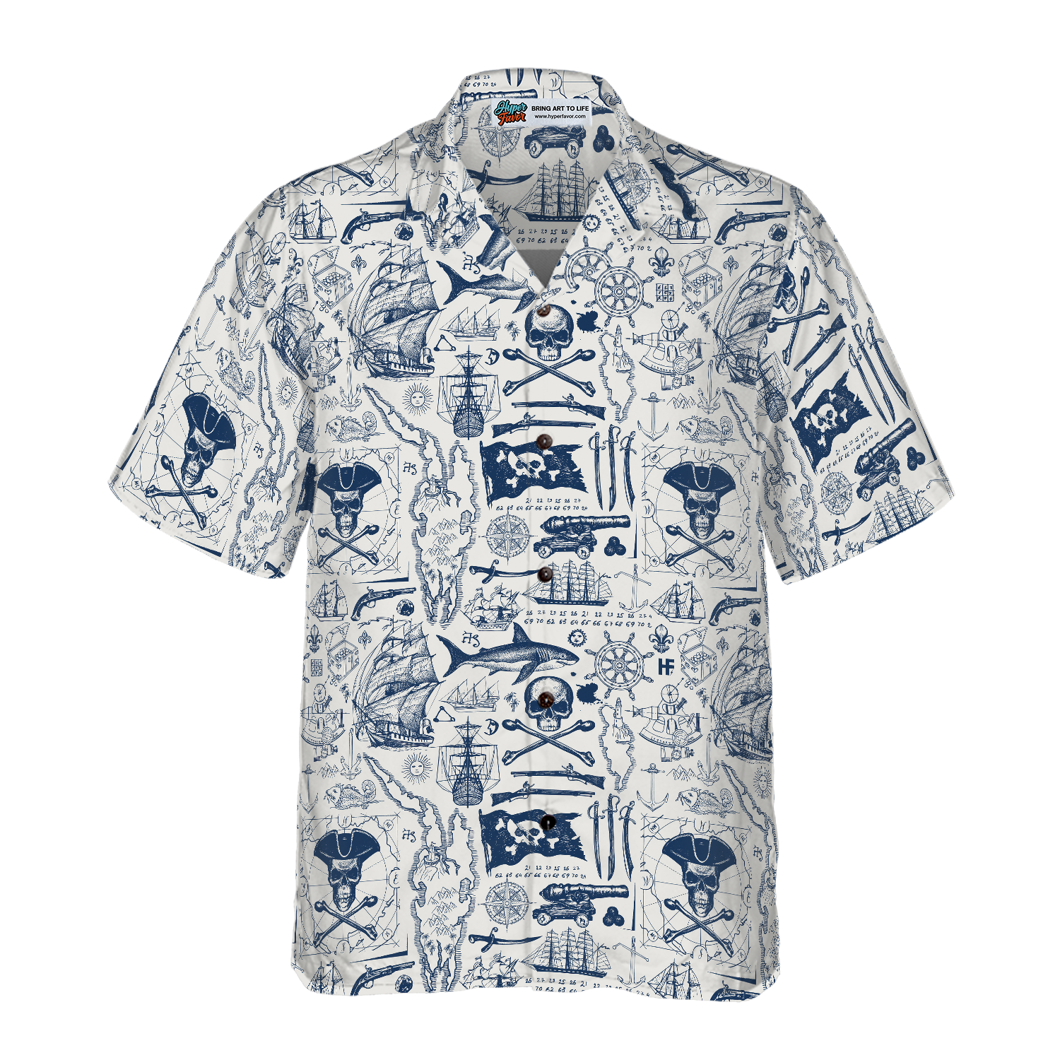 Vintage Pirate And Nautical Symbols Hawaiian Shirt