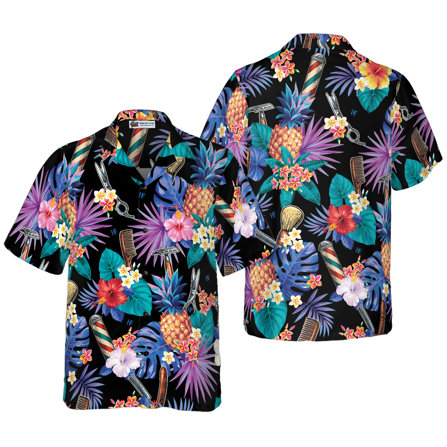 Barber Tools & The Tropical Leaves Hawaiian Shirt