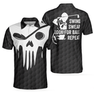 Skull Golf Polo Shirt, Black And White Skull Golf Shirt With Sayings, Best Golf Gift For Halloween