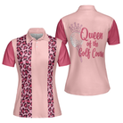 Queen Of The Golf Course Short Sleeve Women Polo Shirt, Leopard Pattern Golf Polo Shirt, Gift For Female Golfers