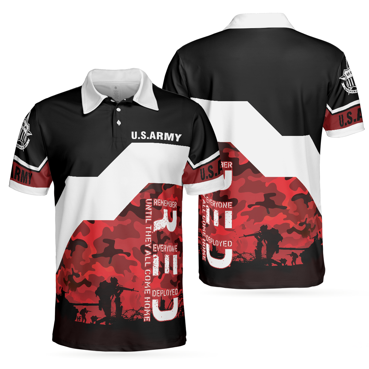 Red Until They All Come Home Polo Shirt, Veteran Polo Shirt For Men, Unique Veteran Day's Shirt