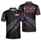 Split Happen Polo Shirt, Bowling Ball & Pin Seamless Pattern Bowling Shirt For Men