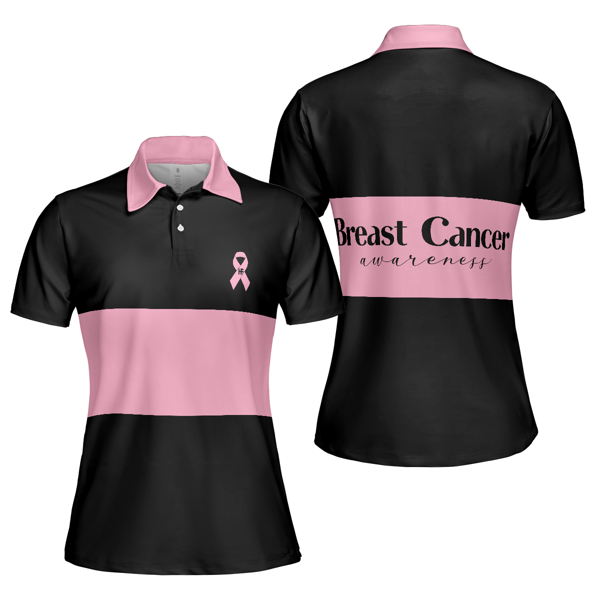 Breast Cancer Awareness Ribbon Short Sleeve Women Polo Shirt, Thoughtful Breast Cancer Survivor Shirt