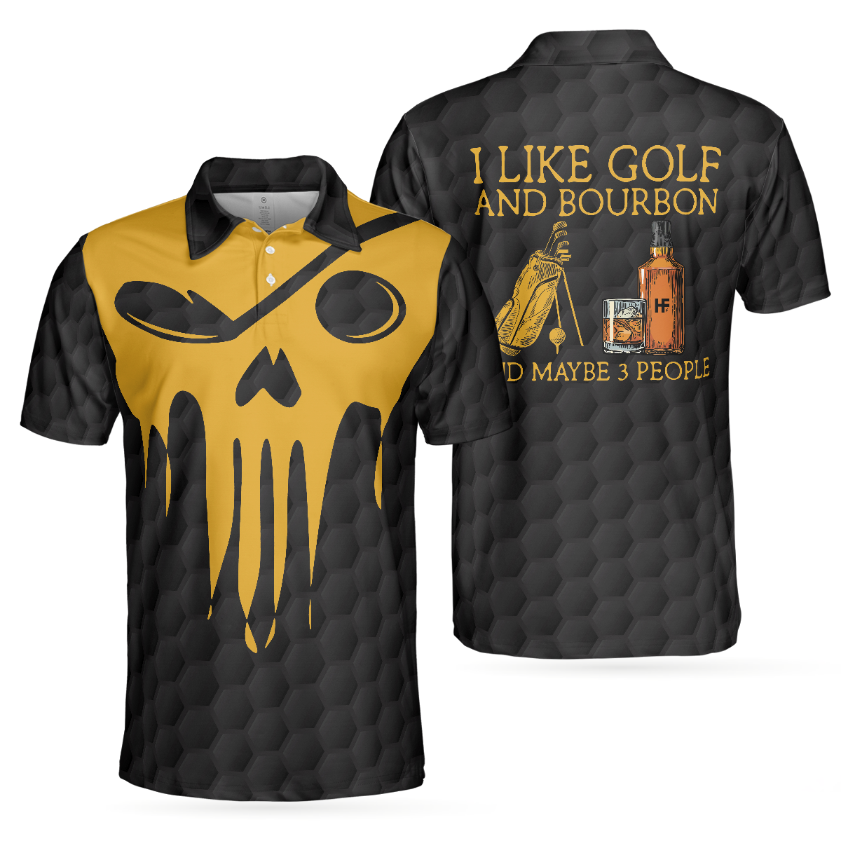 I Like Golf And Bourbon And Maybe Three People Golf Polo Shirt, Cool Golf Shirt Design For Men, Best Goft Gift Idea
