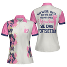 Ich Weiß Dass Ich Wie Ein Mädchen Spiele Short Sleeve Women Polo Shirt, White And Pink German Golf Shirt For Ladies
