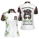 Weekend Forecast Smoking Weed Women Short Sleeve Polo Shirt, Floral And Weed Leaf Graphics Polo Shirt