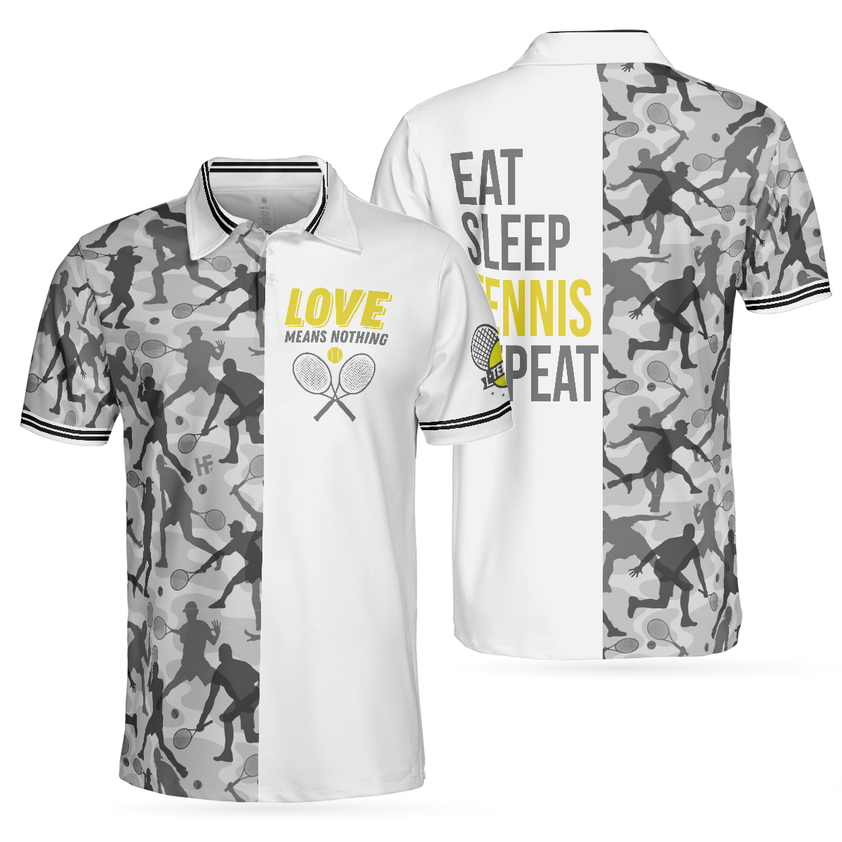 Eat Sleep Tennis Repeat Polo Shirt, Tennis Shirt For Male Players, Best Tennis Themed Polo Shirt