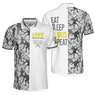 Eat Sleep Tennis Repeat Polo Shirt, Tennis Shirt For Male Players, Best Tennis Themed Polo Shirt