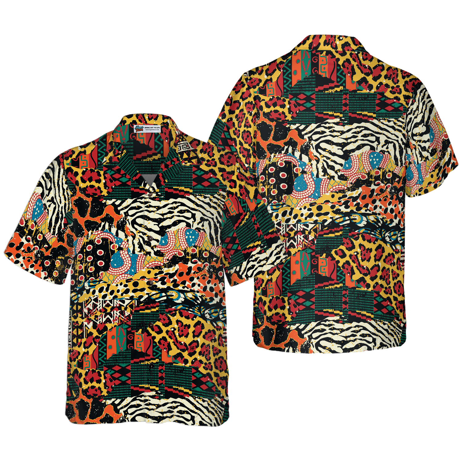 Traditional African Mixed Animal Skin Hawaiian Shirt