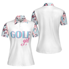 Golf Girl Leopard Pattern Short Sleeve Women Polo Shirt, Unique Golf Shirt For Ladies, Golf Gift For Women