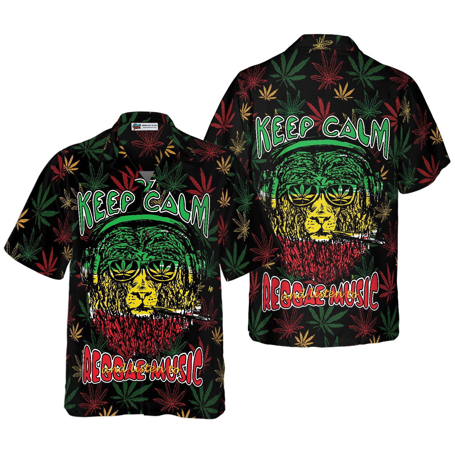 Marijuana Lion With Dreadlocks And Chillum Hawaiian Shirt