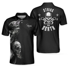 Strike Or Death Bowling Skull Polo Shirt, Black Skull Polo Style Bowling Shirt, Cool Gift For Bowlers
