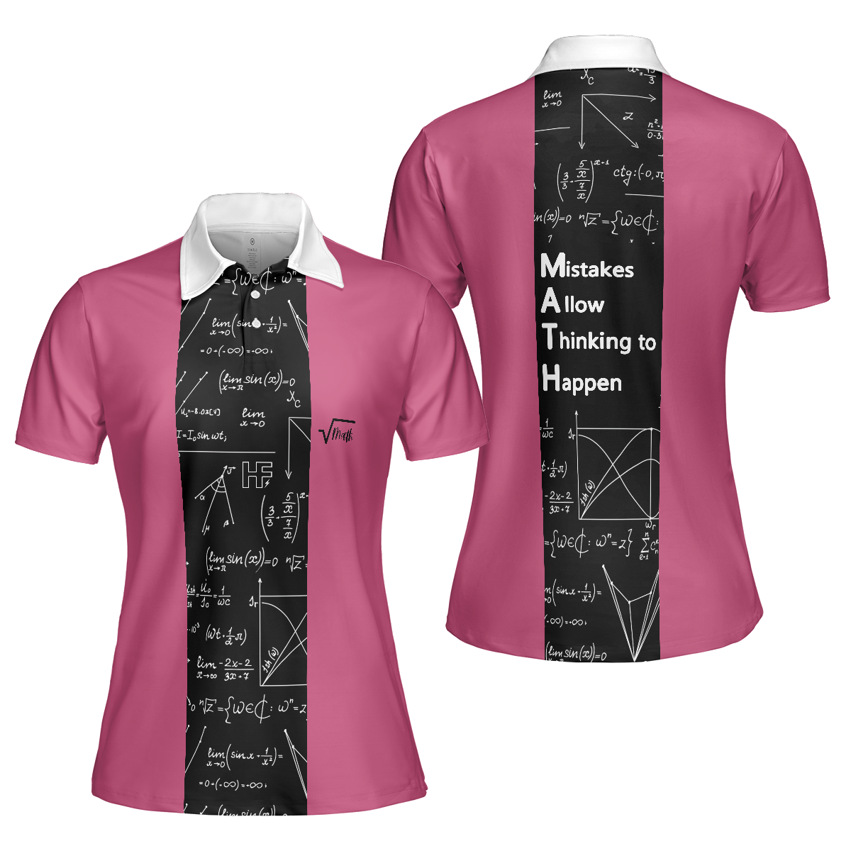 Mistakes Allow Thinking To Happen Math Short Sleeve Women Polo Shirt, Funny Teacher Shirt For Women