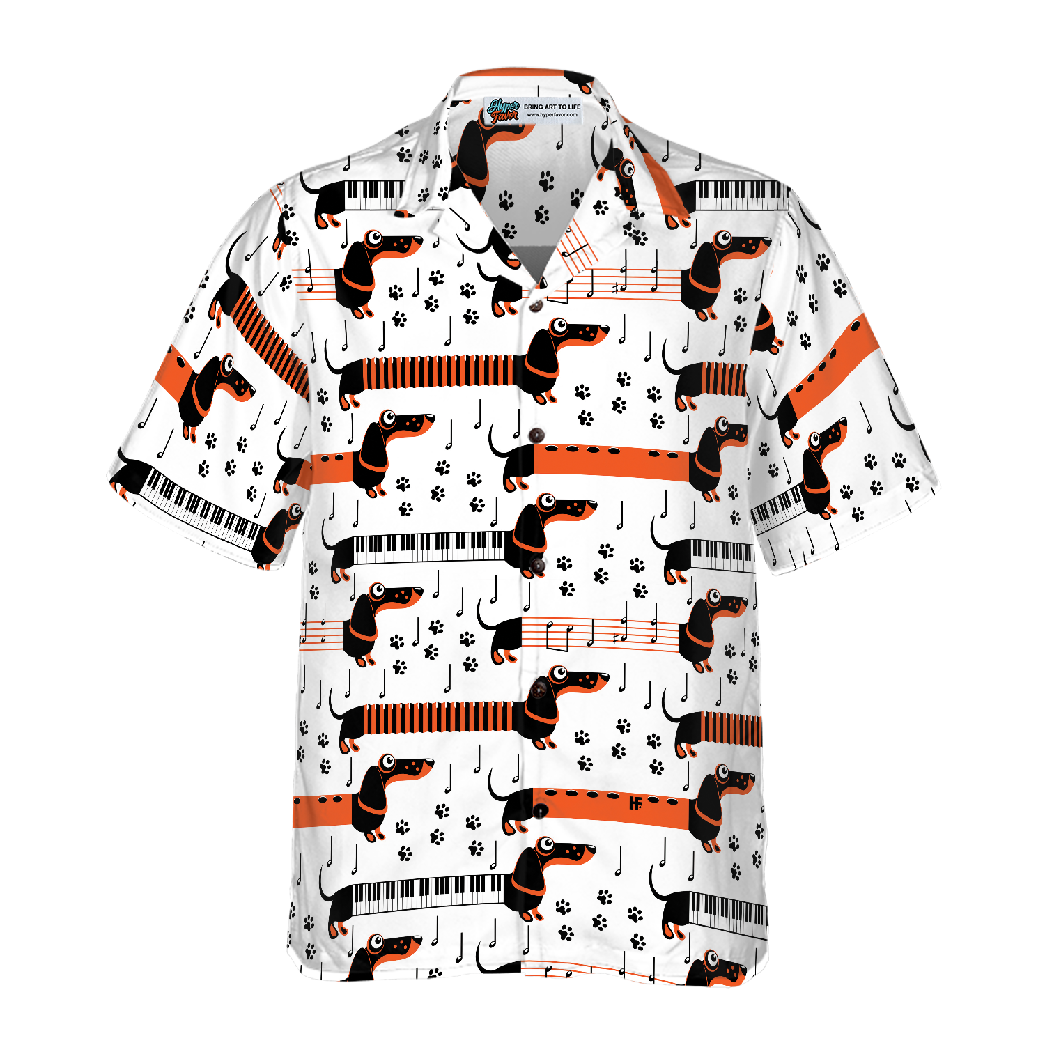Piano Dachshund Dog Shirt For Men Hawaiian Shirt