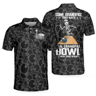 Real Grandpas Bowl Polo Shirt, Black Ball Pattern Bowling Polo Shirt, Funny Bowling Shirt With Sayings