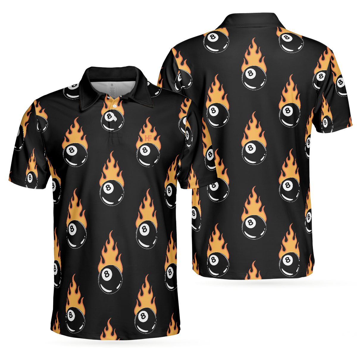 Flaming Billiard 8 Ball Polo Shirt, Basic Billiards Shirt Design For Men, Gift Idea For Billiards Lovers