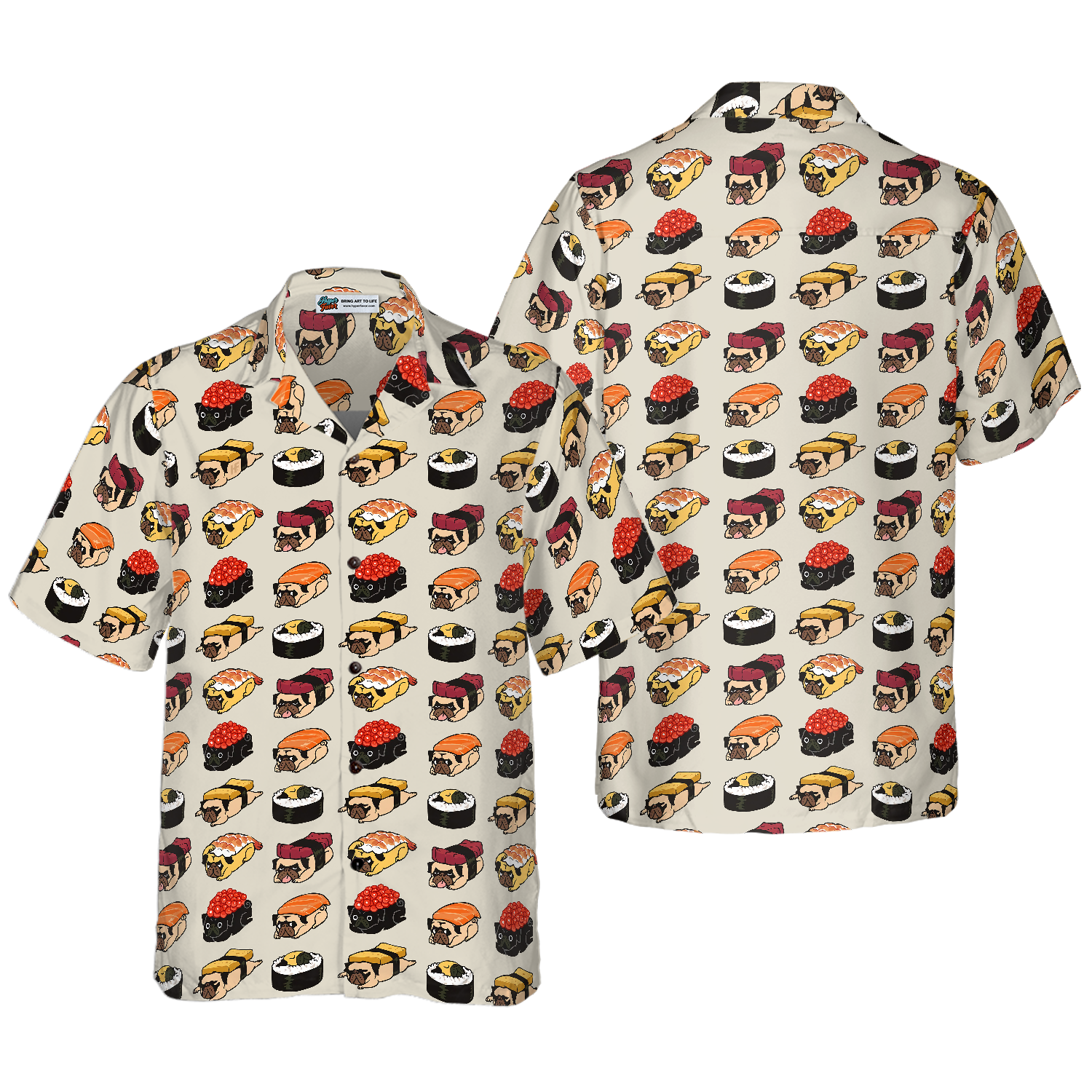 Sushi Pug Shirt For Men Hawaiian Shirt