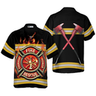 Courage And Honor Fire Dept Badge Firefighter Hawaiian Shirt, Uniform And Cross Axes Firefighter Shirt For Men
