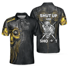 Skull Billiards Polo Shirt, Black Skull Billiards Shirt Design For Men, Scary Halloween Gift Idea